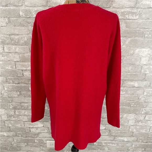 Sanctuary Red Deep V Wool Blend Sweater - Picture 5 of 6